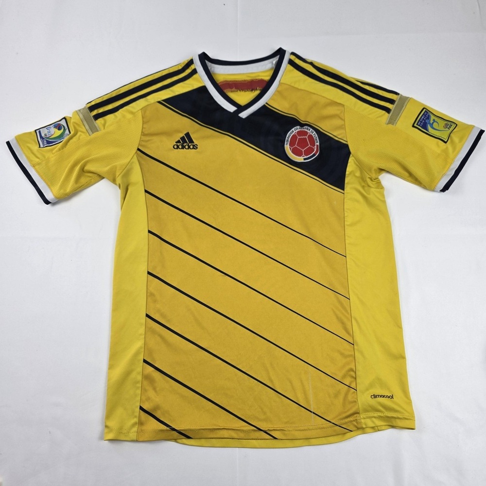 Colombia National Team Soccer Jersey Mens Medium Yellow Adidas Climacool 2014